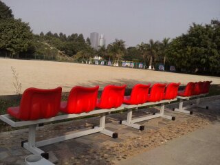 廈門鼓浪嶼風景區體育場可拆卸看臺安裝完畢